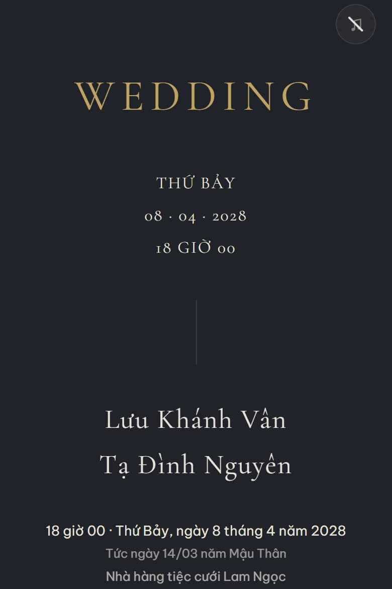 Lời mời trong đêm — mẫu thiệp cưới online