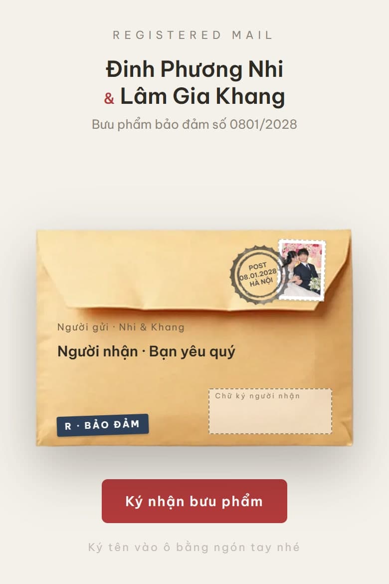 Thư bảo đảm — mẫu thiệp cưới online