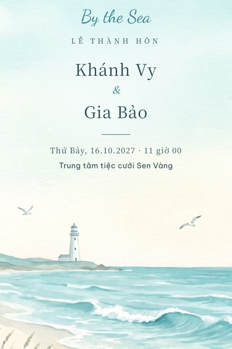 Biển hải đăng — mẫu thiệp cưới online