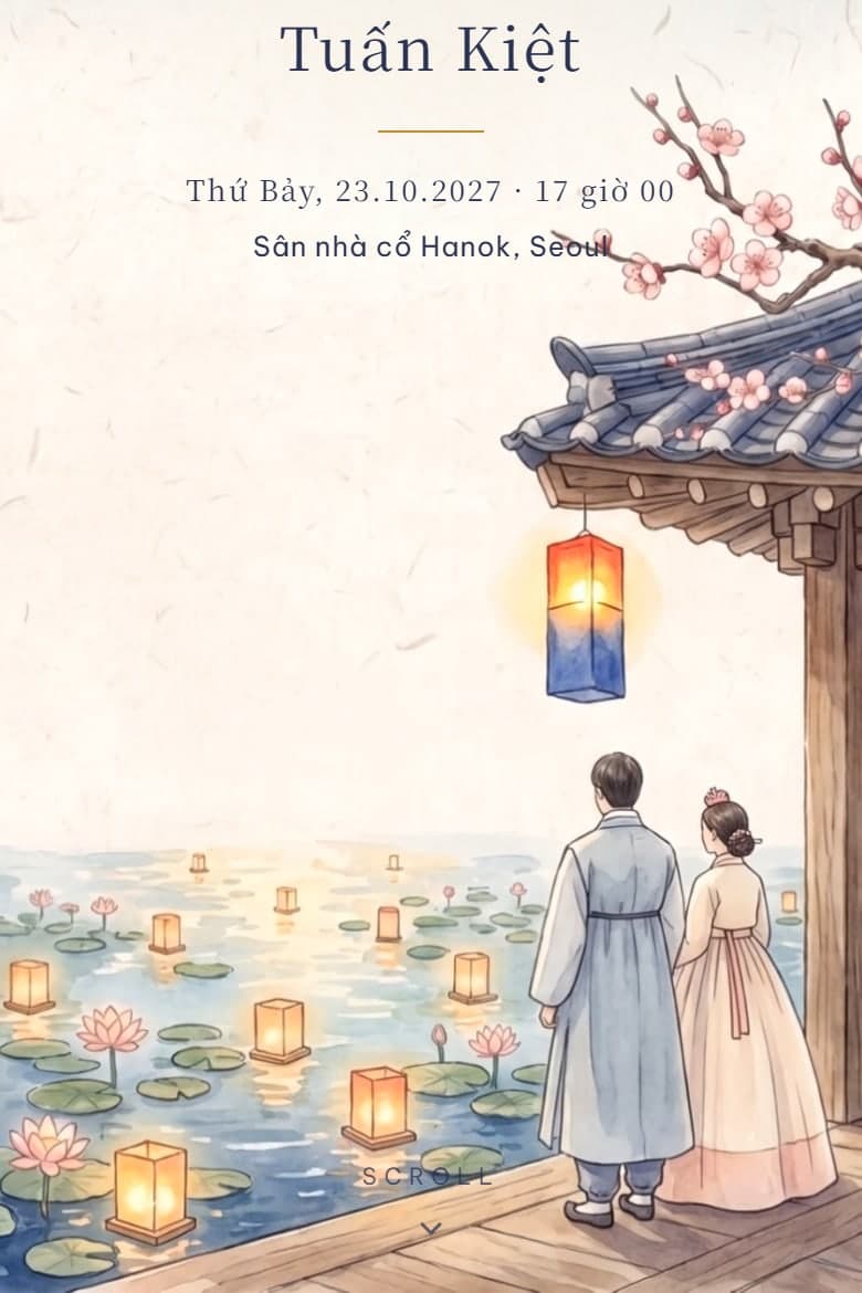 Hanok dưới trăng — mẫu thiệp cưới online