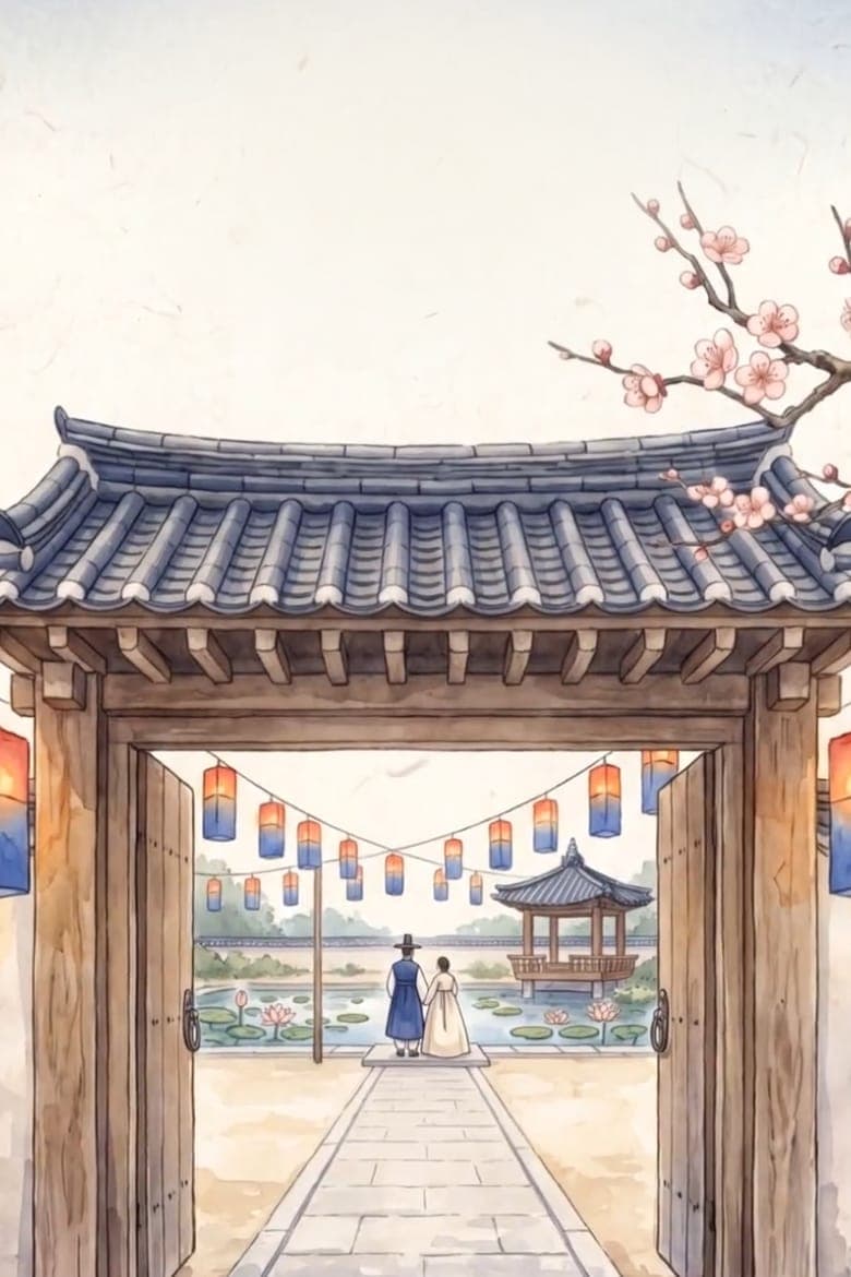 대문이 열리기 전, 달빛 한옥 청첩장의 첫 화면