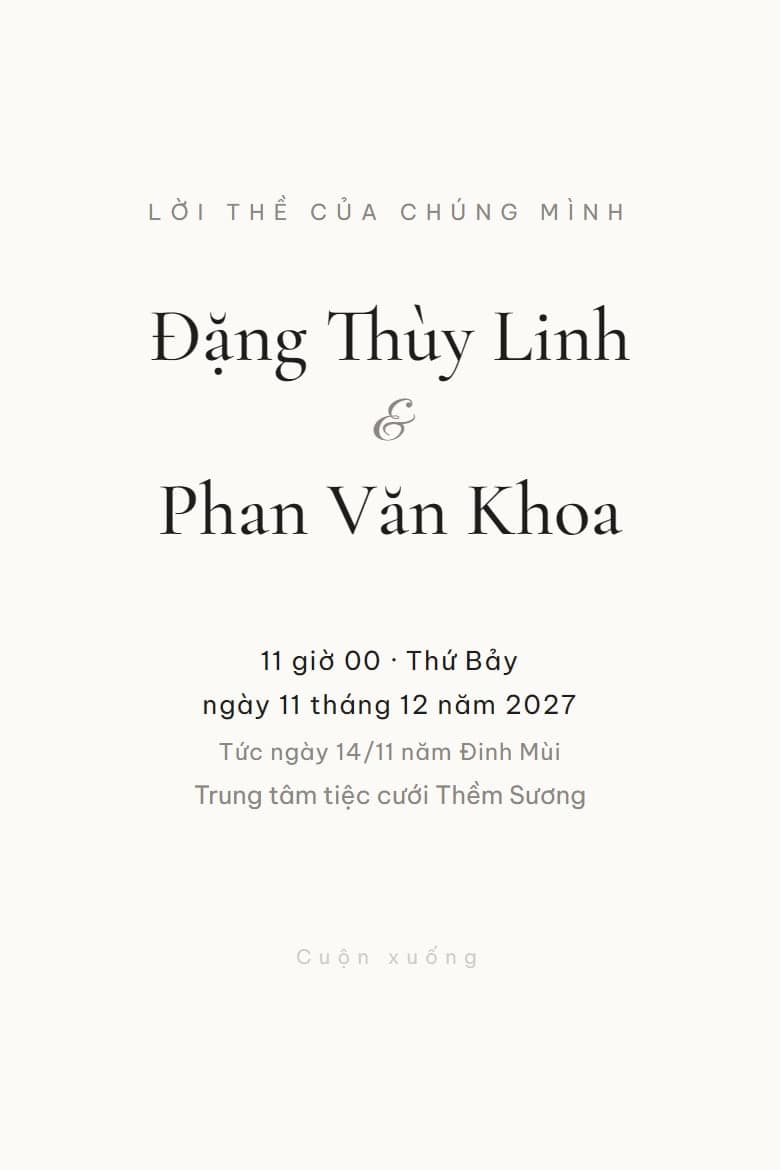 Lời thề — mẫu thiệp cưới online