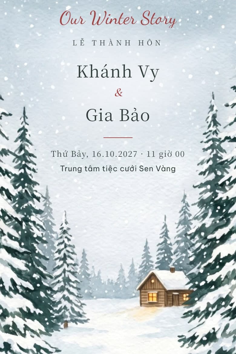 Rừng thông tuyết — mẫu thiệp cưới online